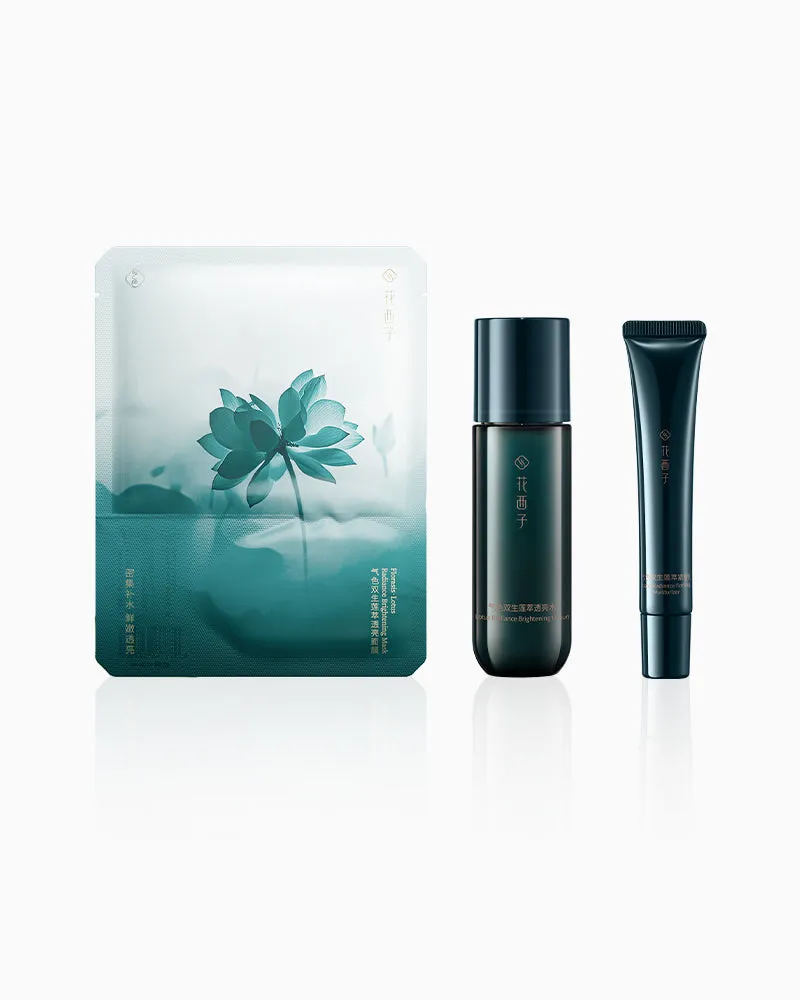 Florasis Lotus Radiance three-piece set with lotion, moisturizer, and mask