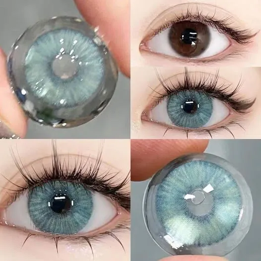 EYESFAV Ephemeral Blue 6 Months colored contact lenses showing a blue-tinted layered design
