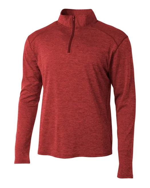 Do It Tennis A4 Men's Inspire Quarter Zip Long Sleeve Tennis Warm-Up Top (Red) - red athletic top