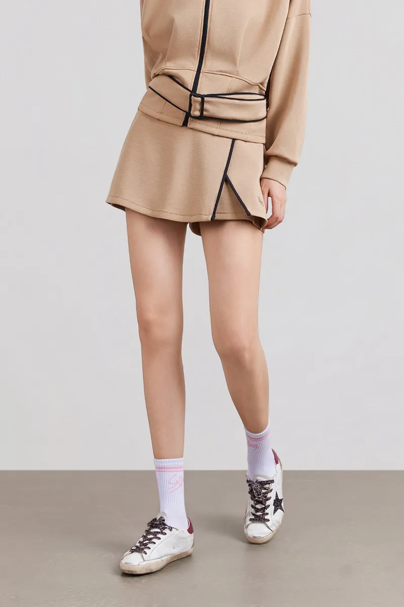 SALTUM A-Line Side Slit Tennis Skort with asymmetric wrap front and contrast detailing