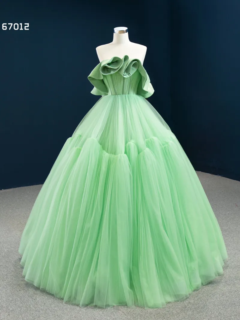 Selinadress A-line Ball Gowns Sweet 16 Green Long Formal Dress Evening Gowns RSM67012 green tulle gown with flouncing