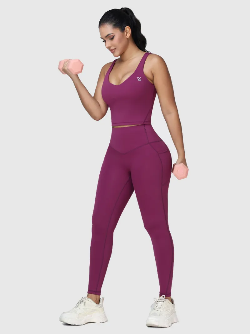 Zuluzenith Two Pieces Butt Shaping Activewear Sets with matching bra and leggings