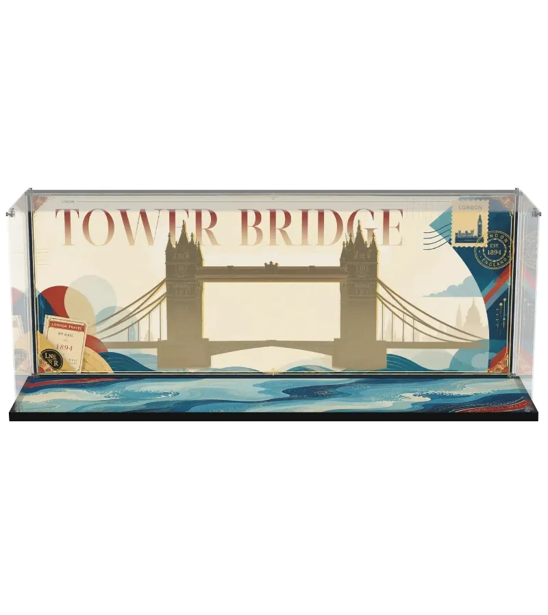 ICUANUTY Display case for LEGO Architecture Tower Bridge 21067, large clear acrylic case with black base
