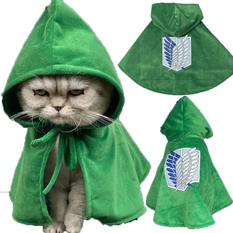 Animeancy AOT Pet Cloak costume with winged emblem on pet