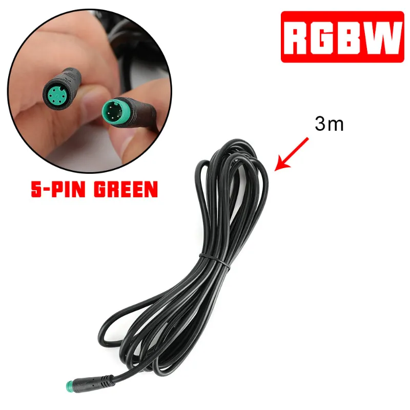 Sunpie 118-inch extension wire for RGBW rock lights, headlights and fog lights with 5-pin green connector