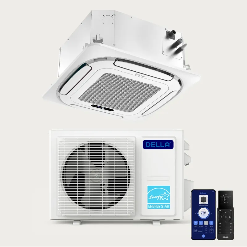 Della Home 18,000 BTU Ceiling Cassette Ductless Mini Split AC flush-mounted unit