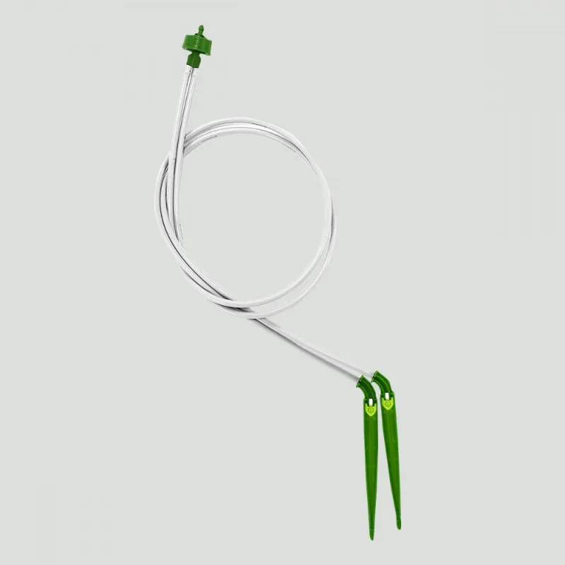 Mass Hydroponics 2-Way Parallel Micro Dripper Stake Assembly single unit with 30-inch tubes