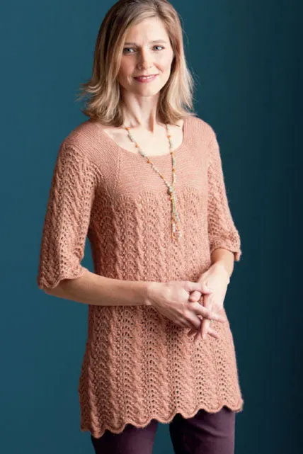 Kristen TenDyke Tranquility Tunic cabled feather and fan tunic in luxury fiber blend