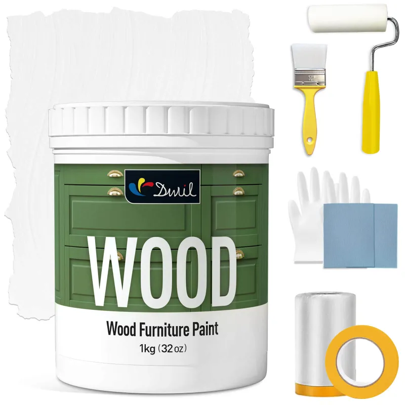 DWIL Paint Wood Furniture Paint Kit with brush and finished furniture piece