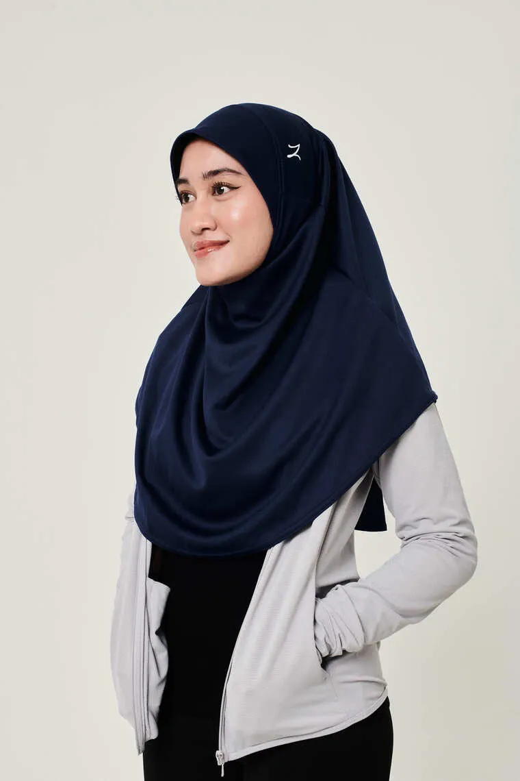 ZAAHARA NAFAS Active Instant Hijab in neutral colour, slip-on style worn on model