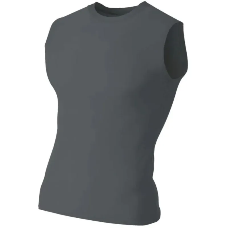 Do It Tennis A4 Men's Sleeveless Compression Muscle Tee (Graphite) shown on a model