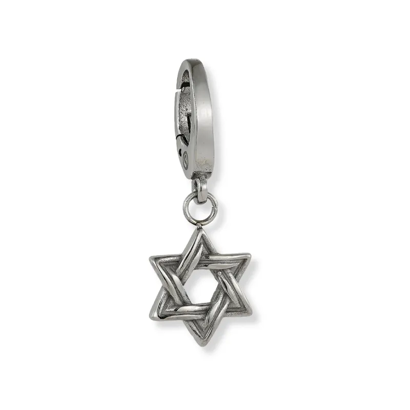 Sleek Fit Jewelry Star of David Pendant in silver, large size, on a neutral backdrop.