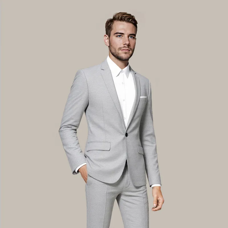 Cloudstyle 3625 Series Grey Single-Button Casual Blazer, single-breasted notched lapel sport coat