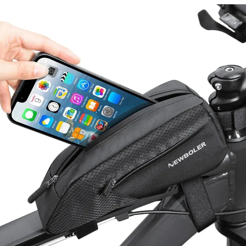 PUPU Sports Waterproof Bike Frame Bag 1.2L Portable Bicycle Top Tube Storage Bag mounted on frame