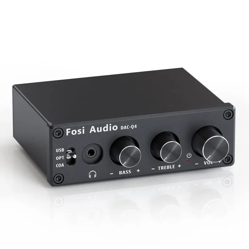 Fosi Audio Q4 Desktop DAC Headphone Amplifier with multiple inputs and controls