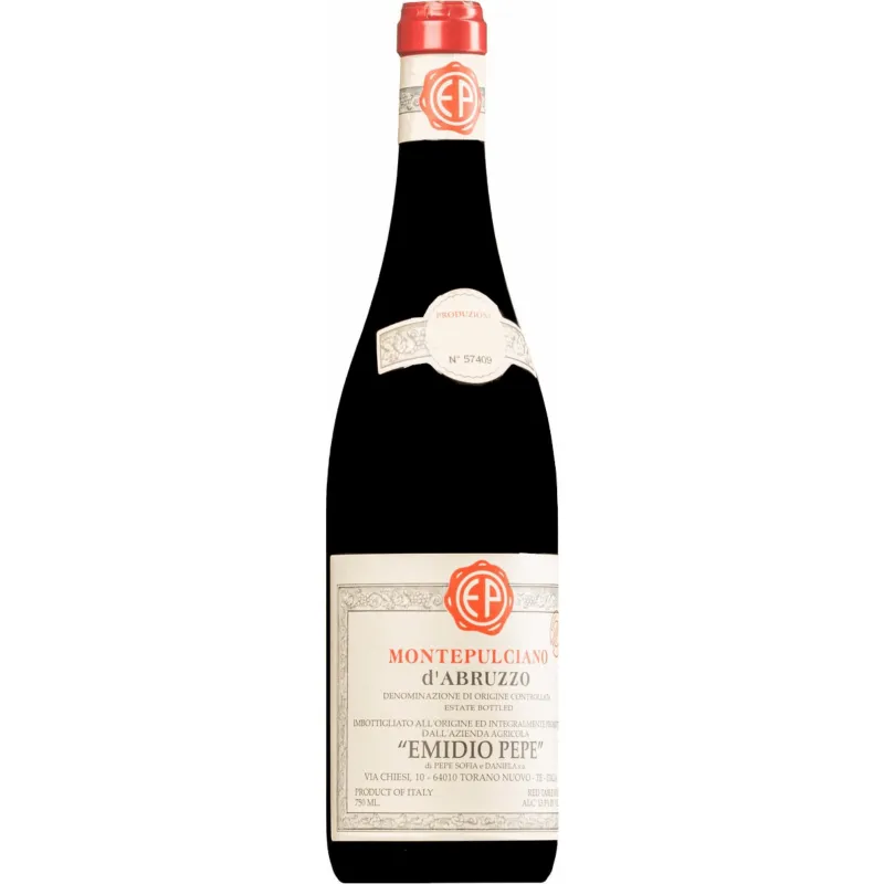 Mr.D Wine 2000 Emidio Pepe Montepulciano Abruzzo bottle with concentrated red wine