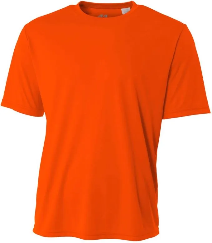 Do It Tennis A4 Men's Performance Crew Shirt (Safety Orange) shown on model