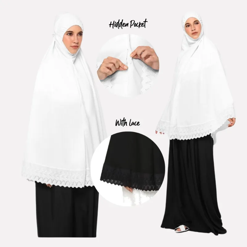 ZAAHARA 2x Telekung Mini Soraya Lace Berlace set bundle two prayer wear with pocket