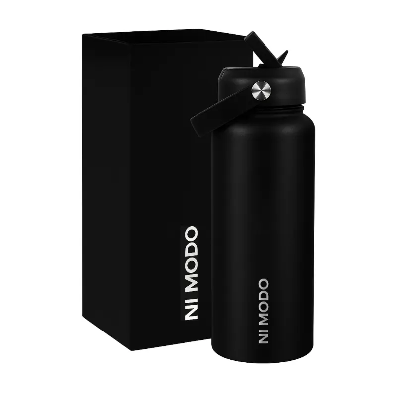 Nimodo Ni Modo Fam Water Bottle in matte black with laser-engraved logo