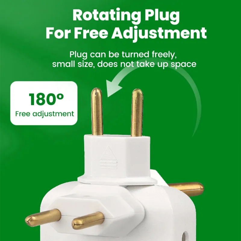 Kicklo 180° Rotatable Socket Converter For Phone with USB and Type-C charging ports