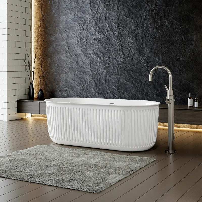HOROW 59 Inch Acrylic Freestanding Tub Model ST59-CH shown in a modern bathroom setting