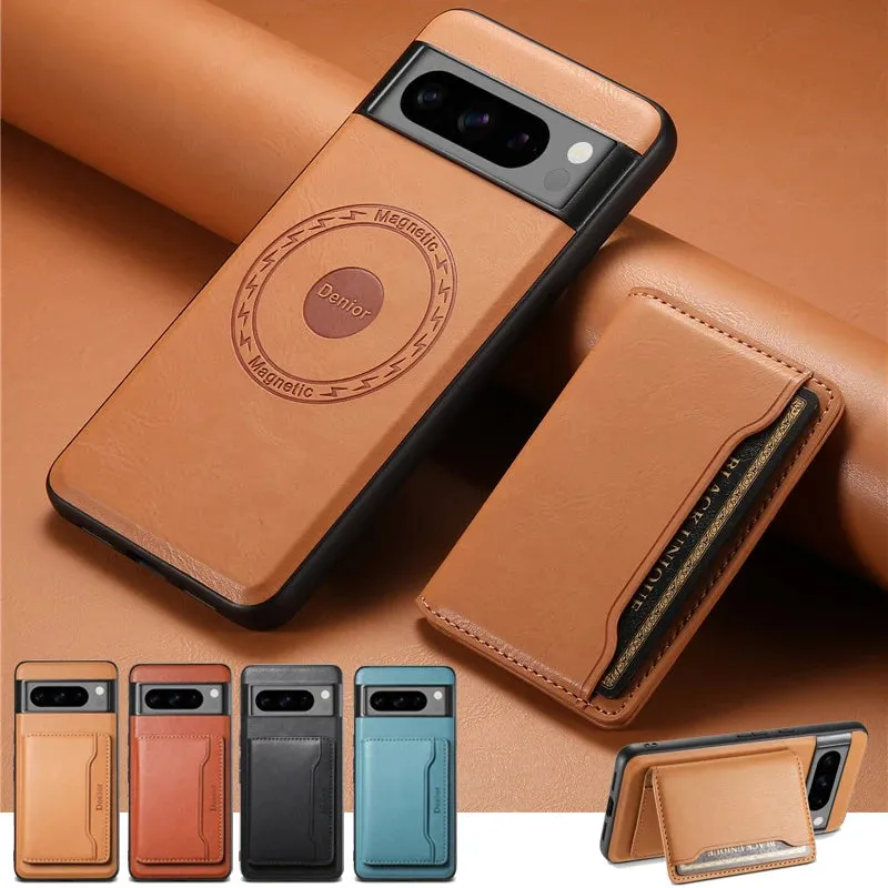 The Pixel Case Magnetic Leather Case with Wallet For Google Pixel Series showing protective leather design