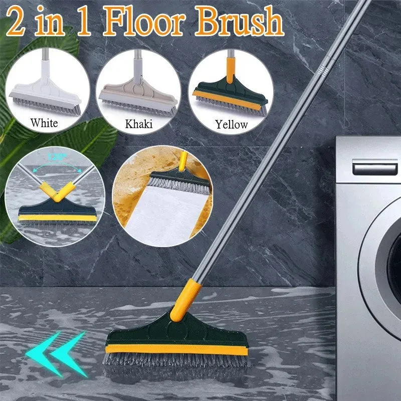 Kicklo 2 in 1 Cleaning Brush with Wiper showing V-shaped bristles and scraper blade