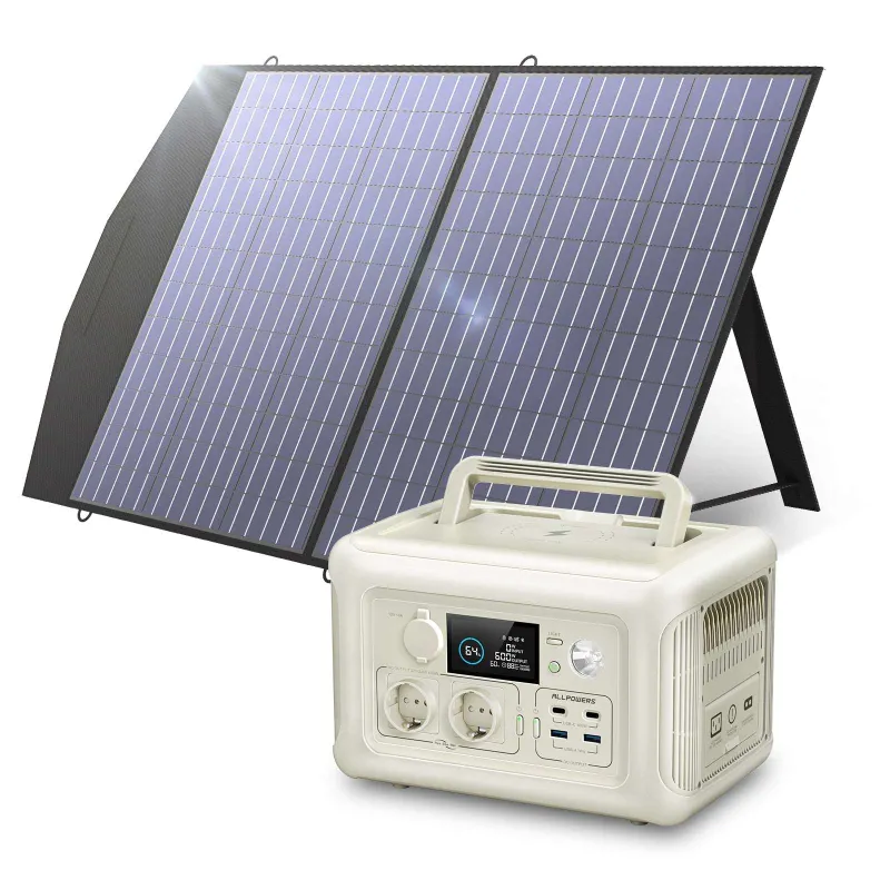 ALLPOWERS ES R600 600W portable power station with SP027 100W solar panel
