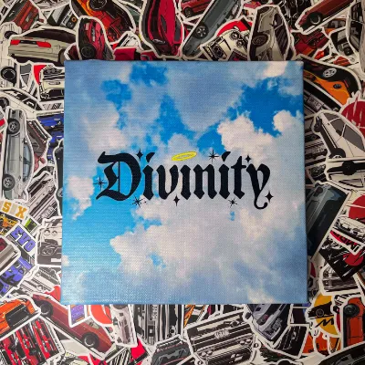 SoCal Divinity Logo 8 inch by 8 inch Canvas Wall Art Print showing brand logo on square canvas