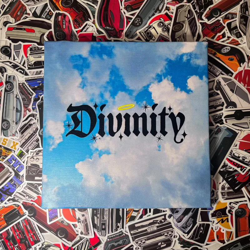 SoCal Divinity Logo 8 inch by 8 inch Canvas Wall Art Print showing brand logo on square canvas
