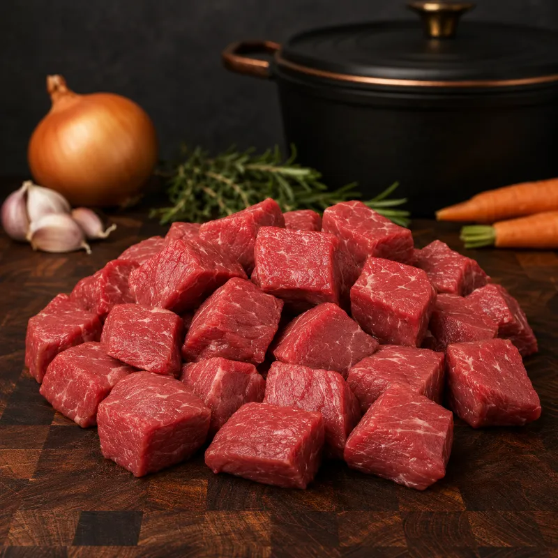 Halal World Depot Halal Beef Cubes | Tender Cuts packaged in vacuum-sealed container