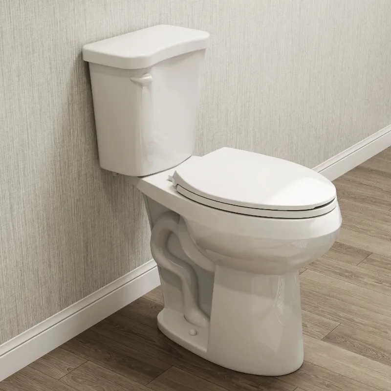 HOROW HWTT-E03S two-piece toilet with 21-inch comfort height and soft-close seat