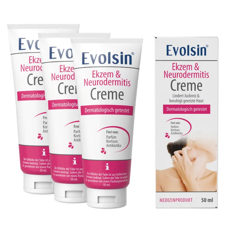 Evolsin Medical Ekzem & Neurodermitis Creme 3-pack eczema treatment cream tubes