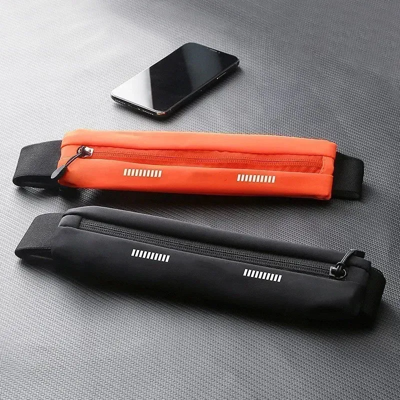 PUPU Sports Waterproof Running Belt Bag Lightweight Elastic Sports Waist Pack worn around waist during run