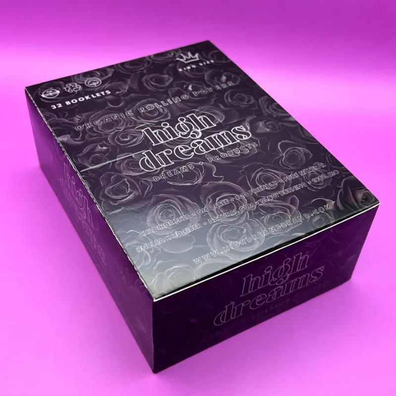 High Dreams Black Rolling Papers case of 32 booklets, organic king size with unbleached fiber