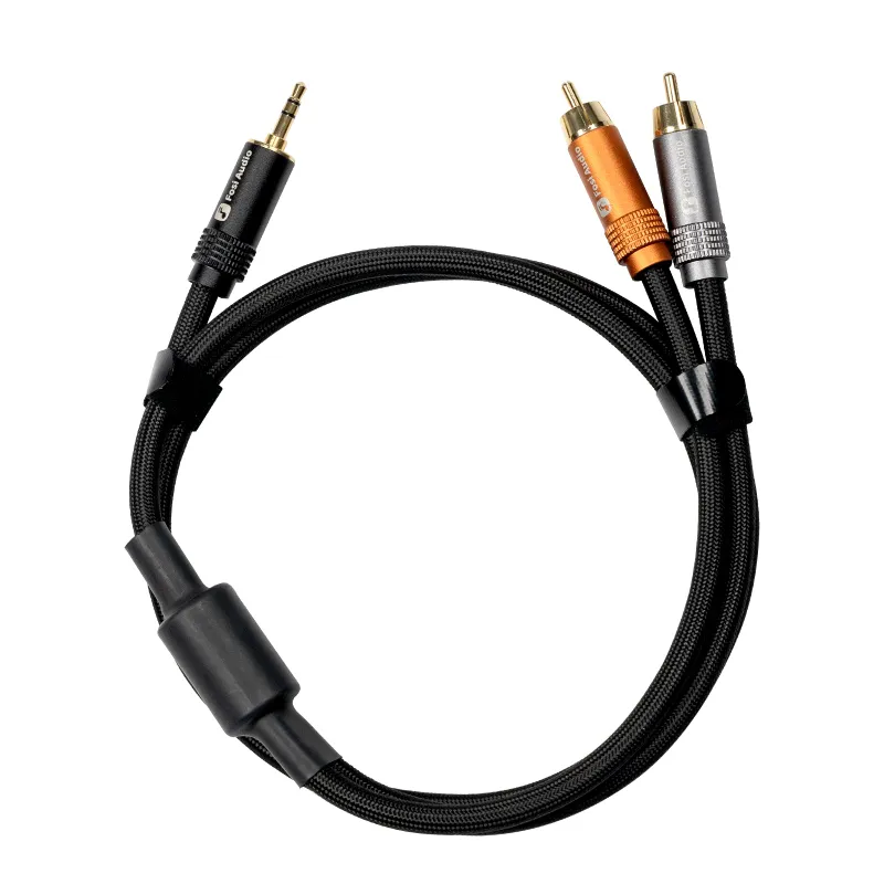 Fosi Audio 3.5 mm to Dual RCA cable with gold-plated connectors and braided jacket
