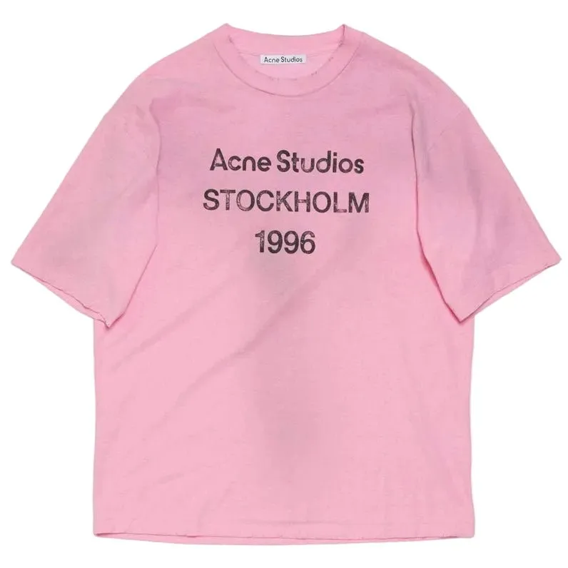 AfewVibe Acne Studios Logo T-Shirt Cotton Candy Pink, front view of short-sleeve tee