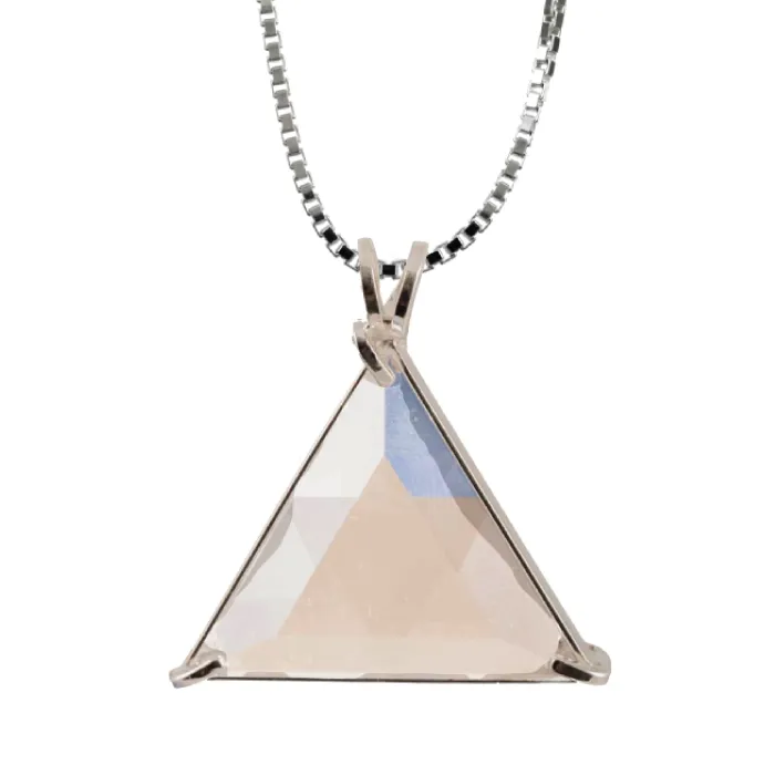 VOLTLIN Quartz Star of David Chain Pendant sacred geometry necklace with clear quartz in silver frame