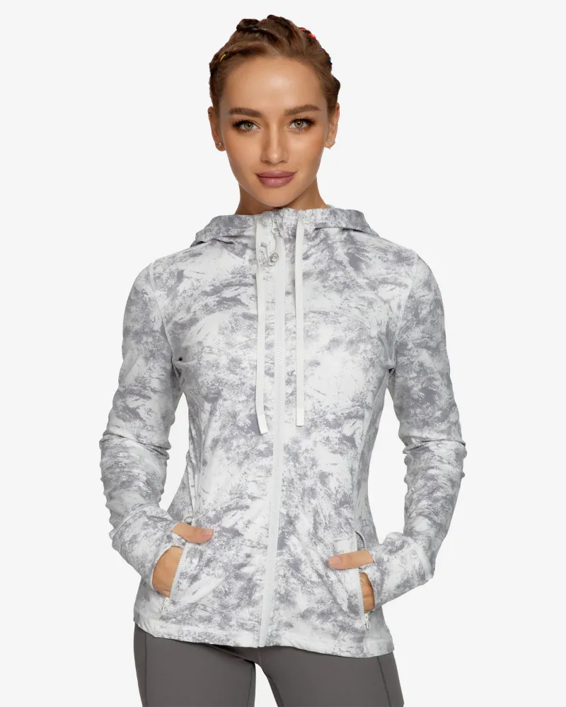 QUEENIEKE Full Zip Hoodies Slim Fit Jacket in black, front view with pockets visible