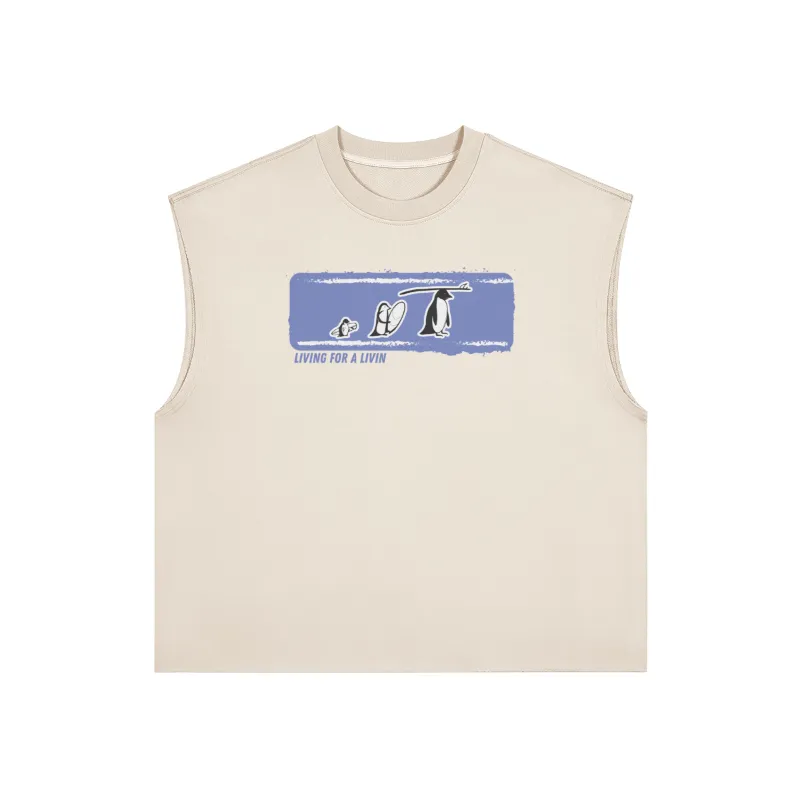 LivingForALivin PENGROM TANK TOP showing a heavyweight boxy-fit tank top