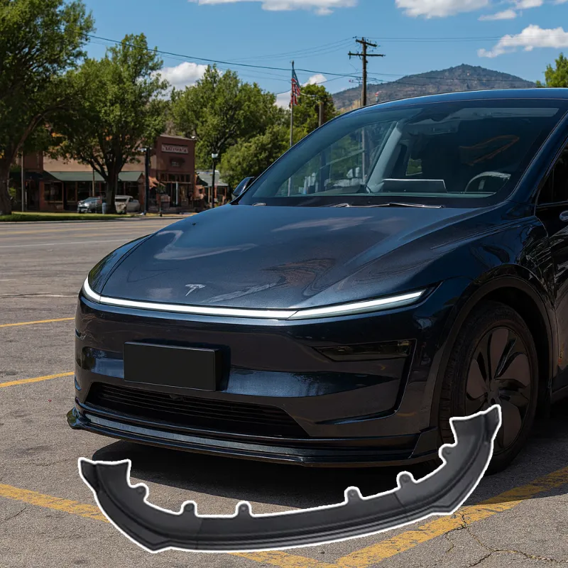 Tesstudio ABS Front Bumper Lip Spoiler for Tesla Model Y Juniper installed on vehicle front end