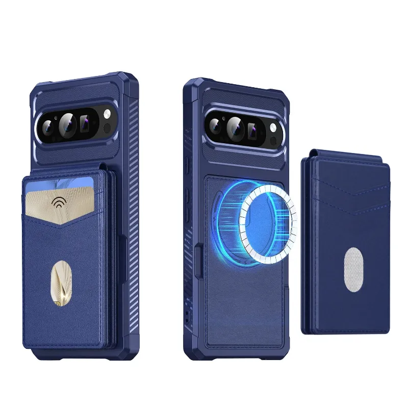 The Pixel Case 2 in 1 Magnetic Leather Case Detachable Card Holder with RFID-blocking wallet and armor shell