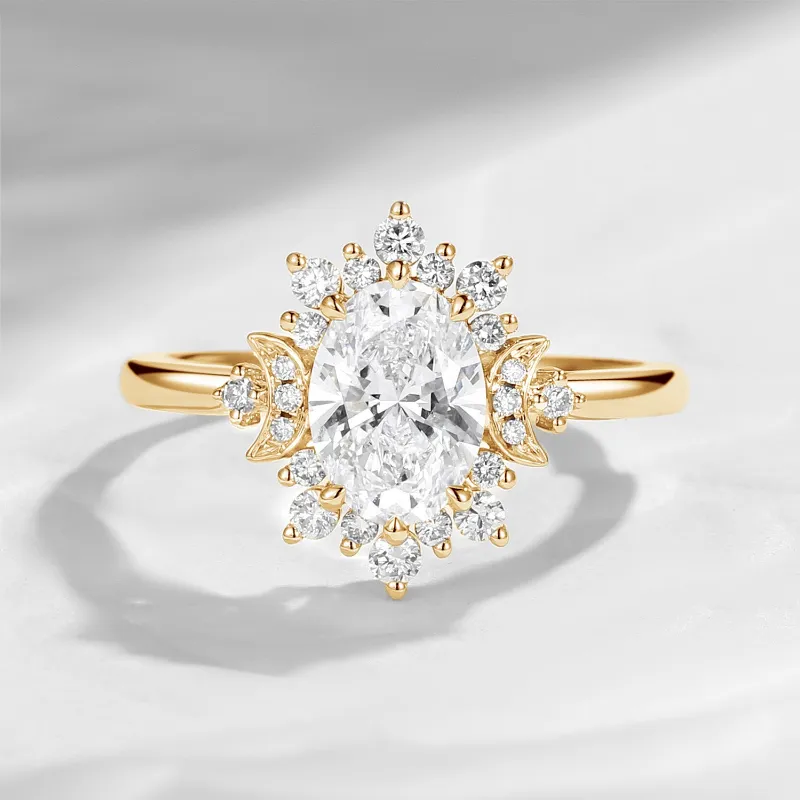 Starlandus Moonlight In Vermont IGI certified oval lab diamond crescent moon engagement ring