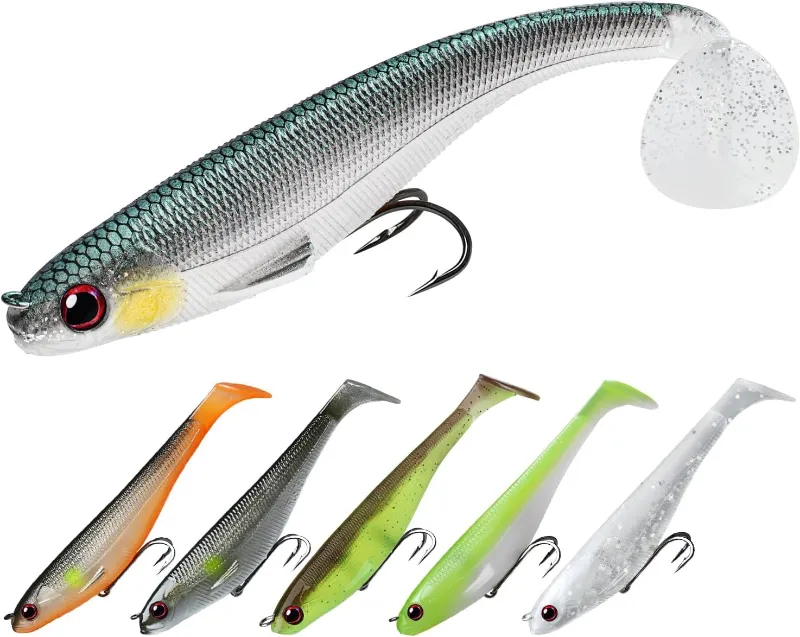 Truscend Fishing Easy Catch Shadtale soft swimbait lure with paddle tail and BKK hooks