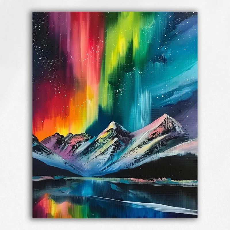 Maikoo Art Colorful Aurora Original Series Paint by Numbers kit showing vibrant aurora design