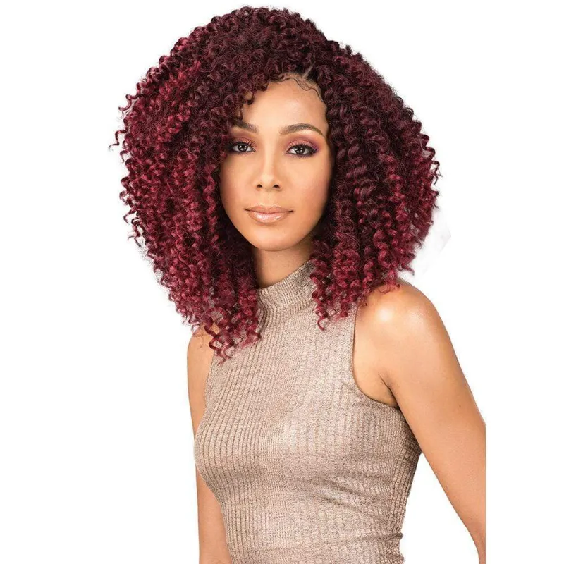 Hairsofly Shop Bobbi Boss Synthetic Crochet Hair - Water Wave 10" in black with brown bug undertone, wavy pattern