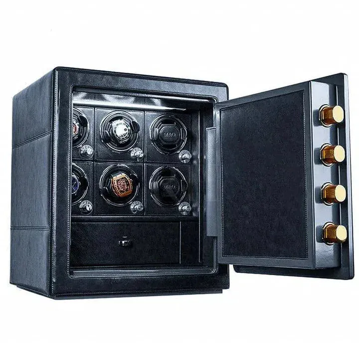 Rotation Horlogère Atlas 6 watch winder safe with biometric security and ebony interior