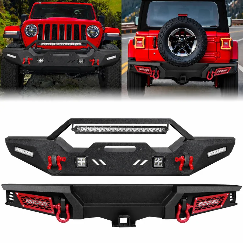 Sunpie front and rear bumper combo kit with LED lights and sensor holes for Jeep Wrangler JL JLU 4XE