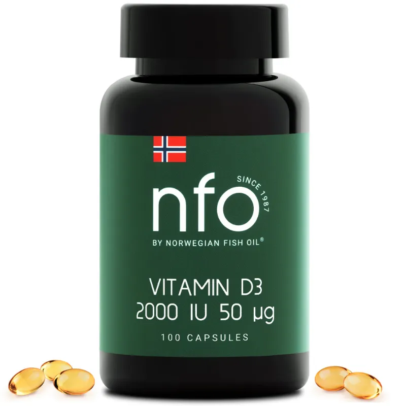 NFO Vitamin D3 2,000 IU softgel bottle