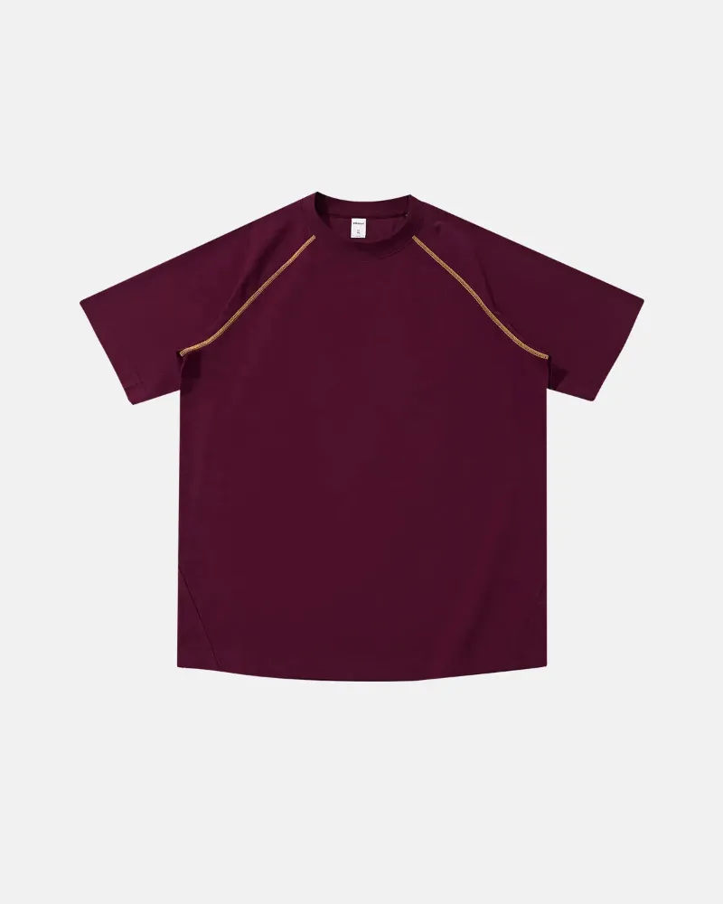 INFLATION Contrast Color Stiching Stretch T-shirt with raglan sleeves and contrast piping detail
